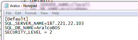 Default Aralco.ini file